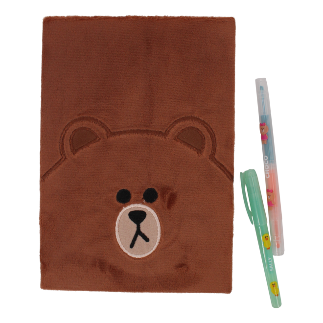 Line Friends A5 pluche notebook - Brown