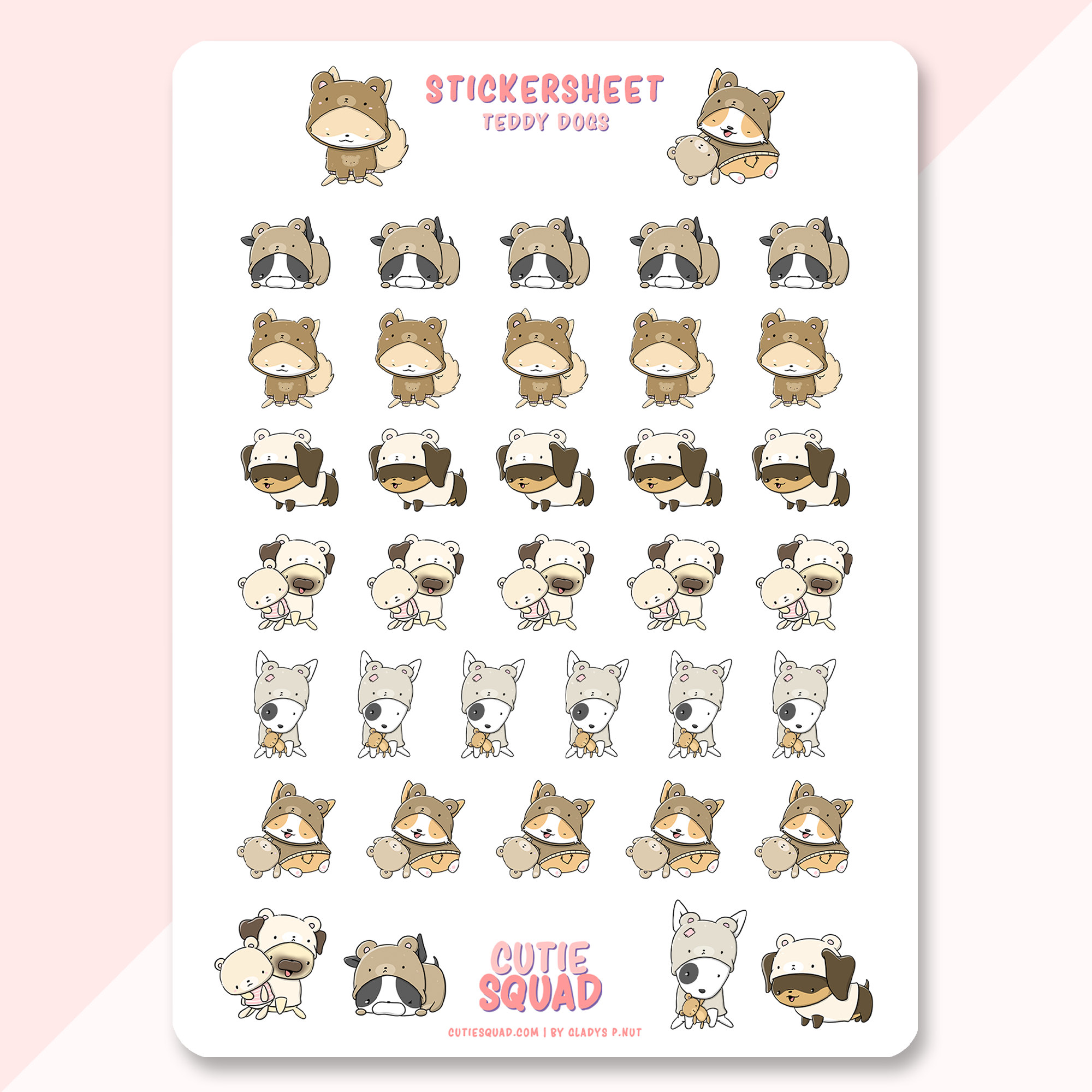 CutieSquad Stickervel - Teddy Dogs