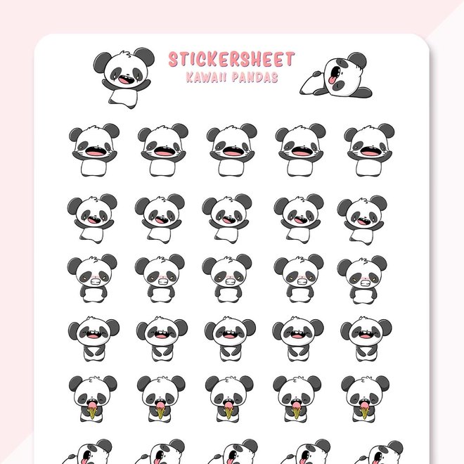 CutieSquad Sticker sheet - Kawaii Pandas