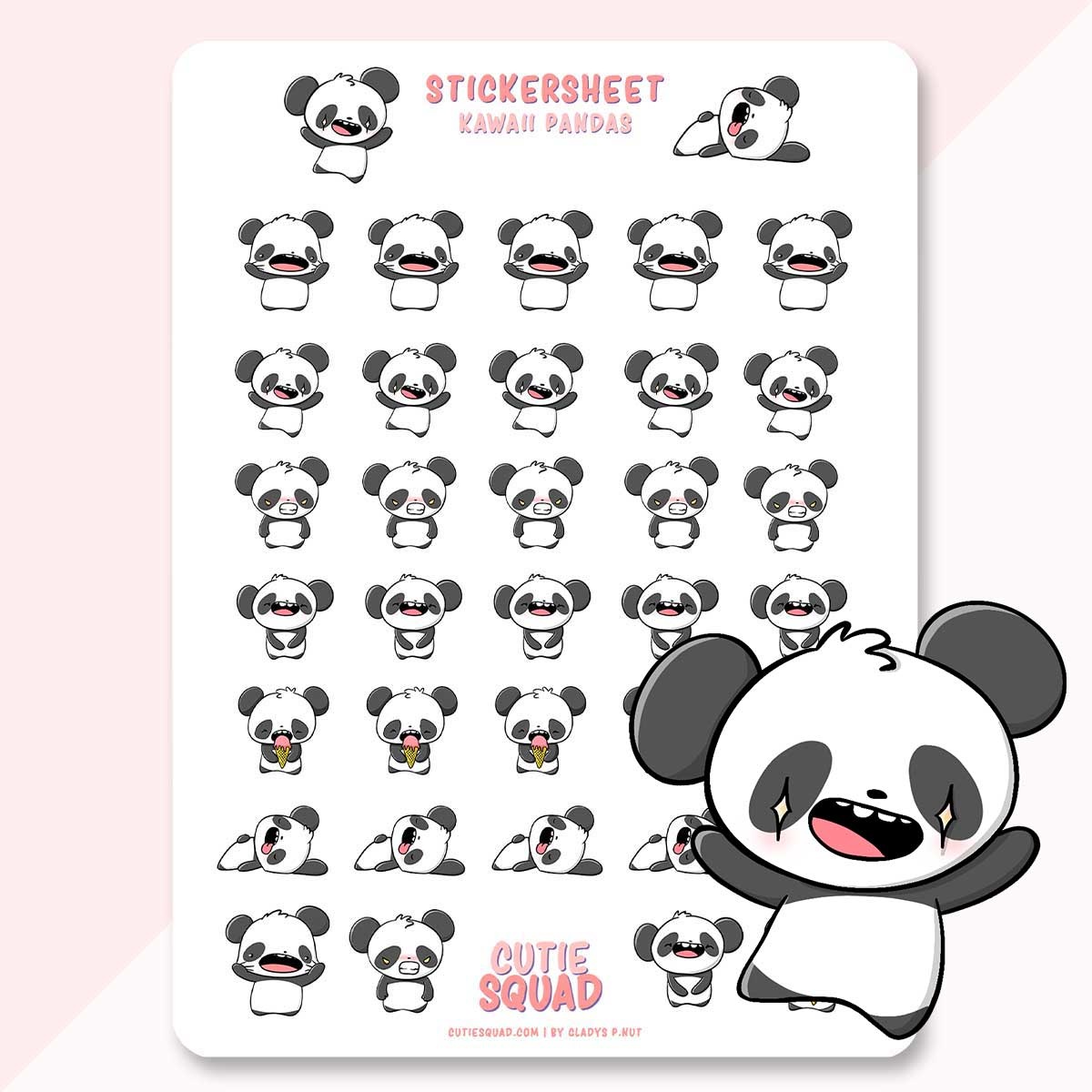 CutieSquad Stickervel Kawaii Panda's