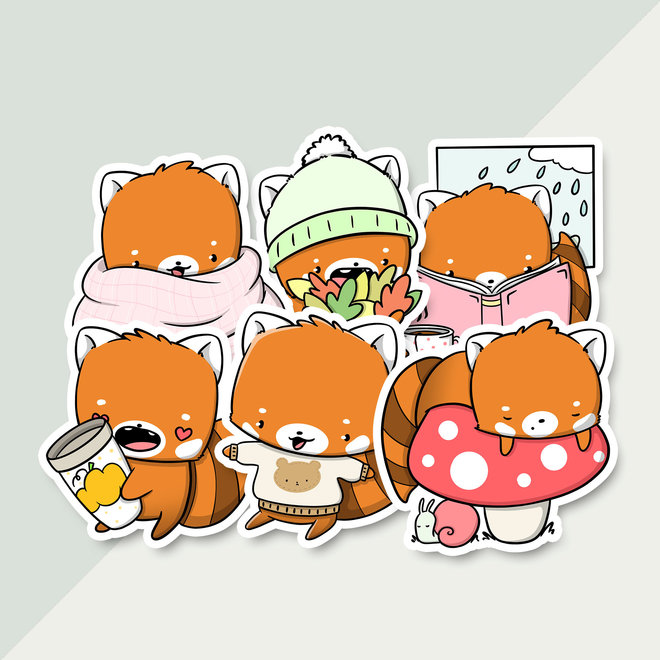 CutieSquad Stickerset - Fall Red Pandas