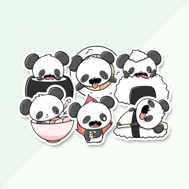 CutieSquad Sticker set - Sushi Pandas (LIMITED!)