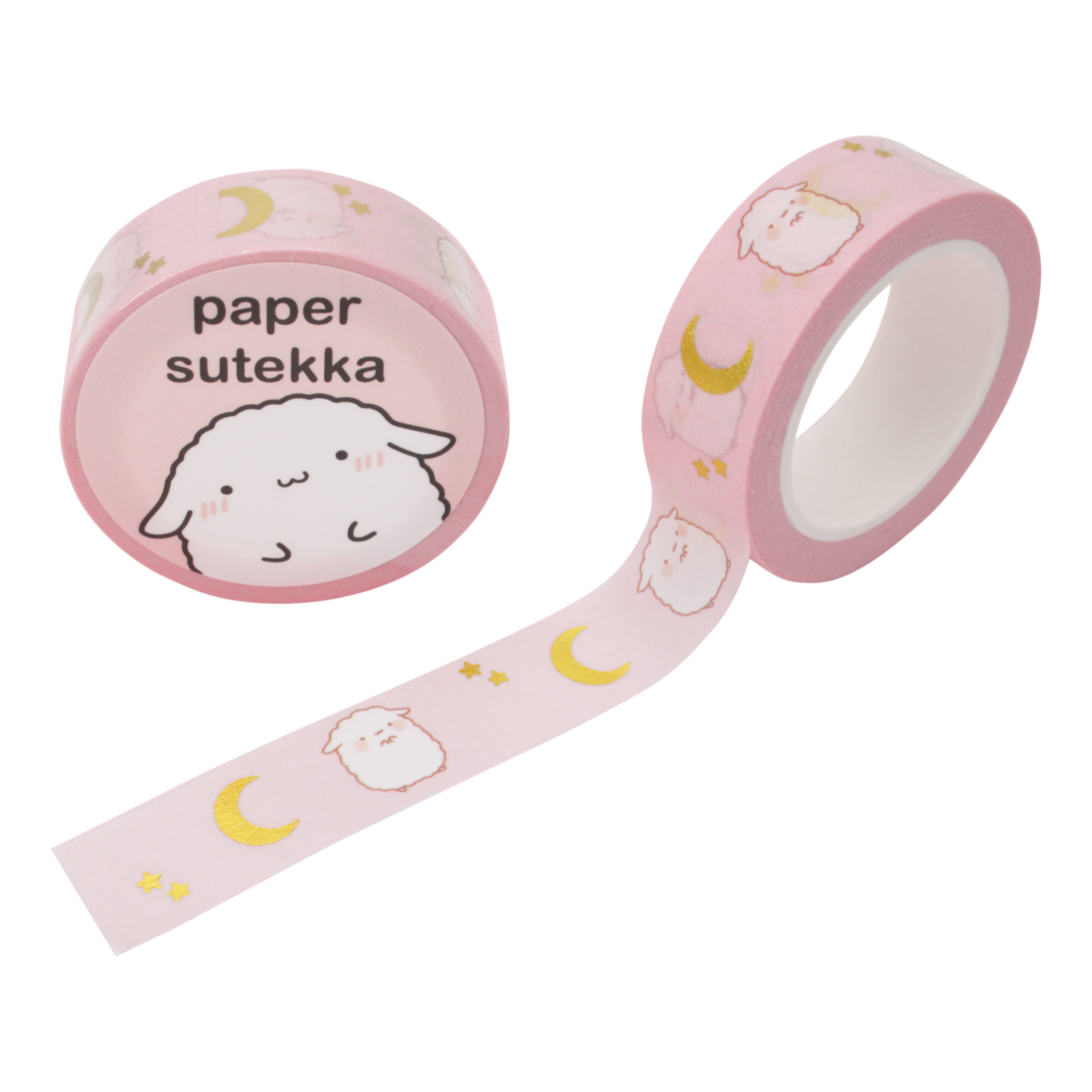 Paper Sutekka Washi Tape Pink Moon Gold Foil