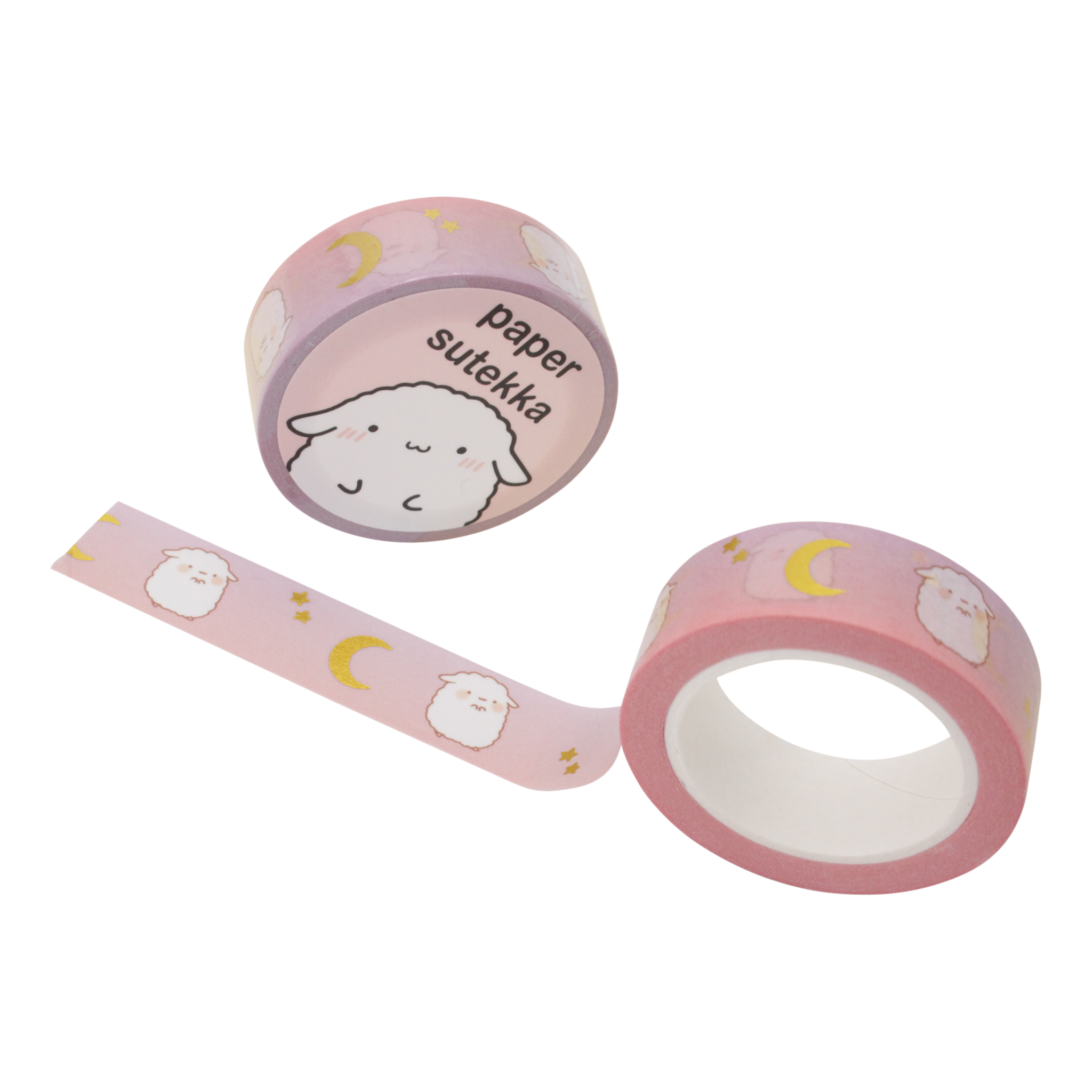 Paper Sutekka Washi Tape Pink Moon Ombre Gold Foil