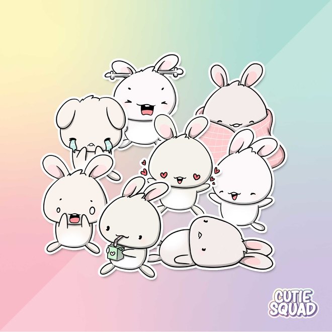 Sticker set - Kawaii Bunnies - CuteStuff.nl