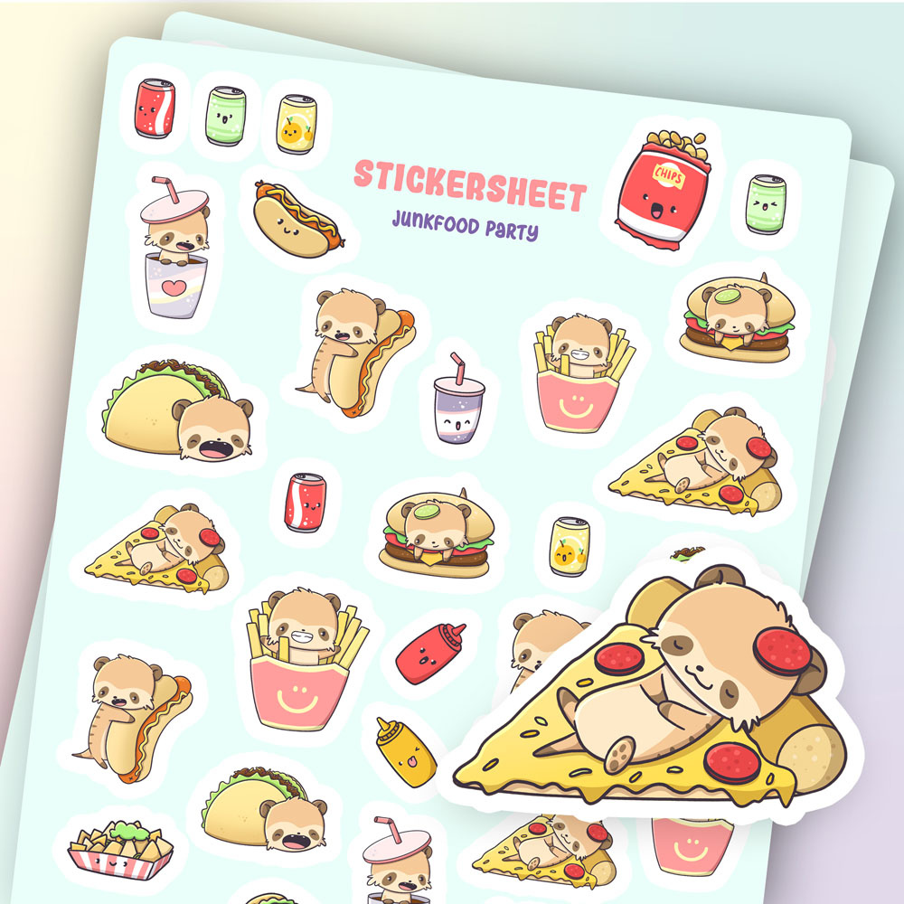 CutieSquad Stickervel - Junkfood Party