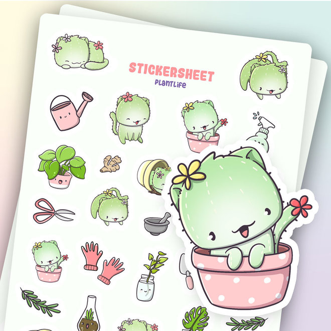 Sticker sheet - Plant life Cactus Cats