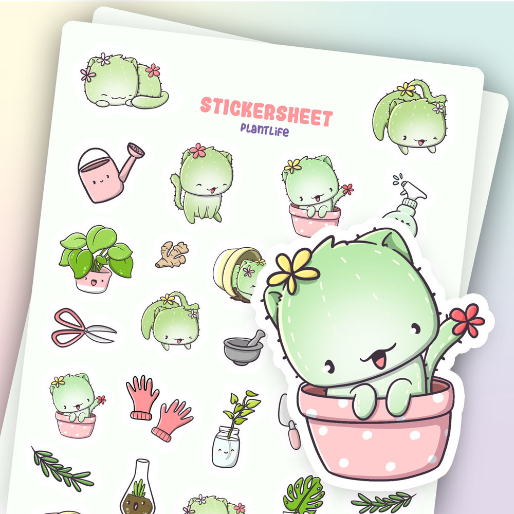 CutieSquad Stickervel - Plant life Cactus Cats online kopen?