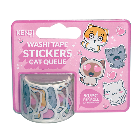 Kenji Washi tape stickers - Cat Queue