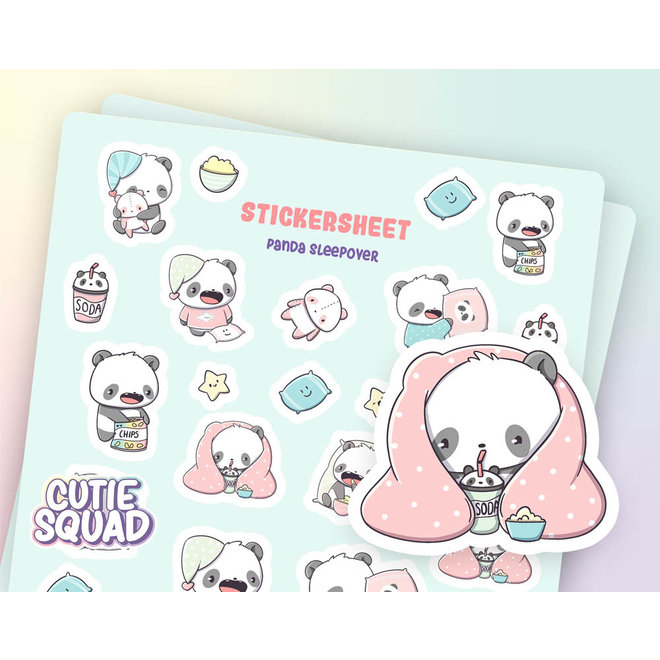 Sticker sheet - Panda Sleepover