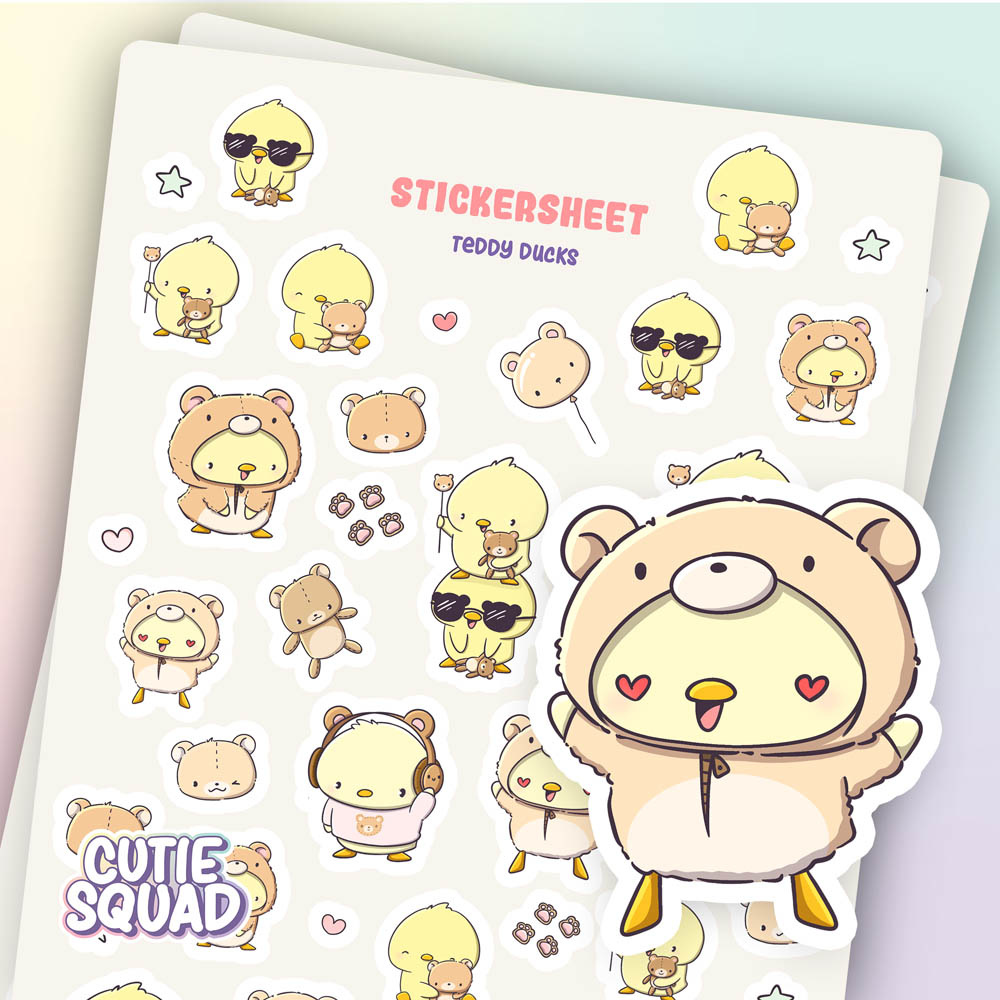 CutieSquad Stickervel - Teddy Ducks