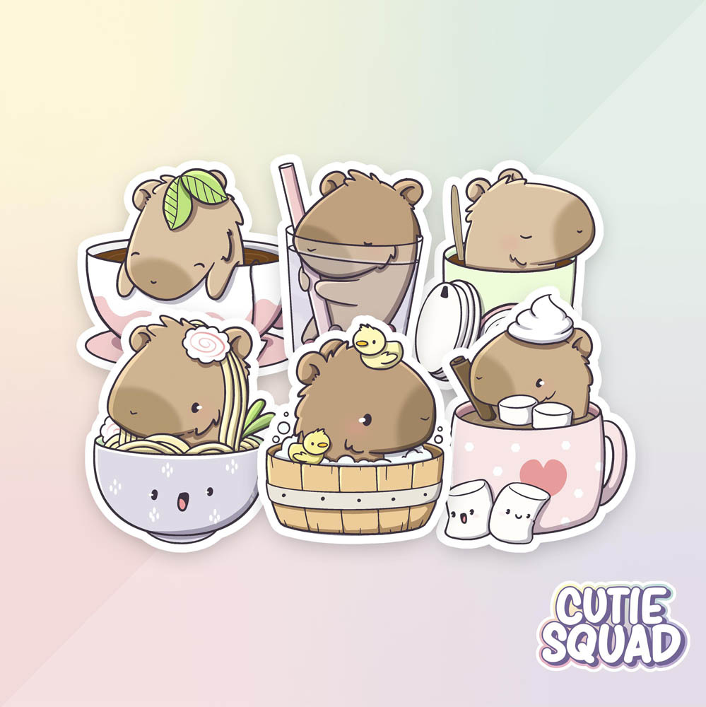 CutieSquad Stickerset Capybara Bathing