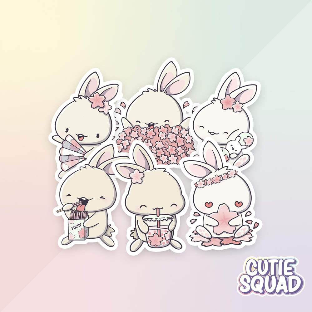 CutieSquad Stickerset Sakura Bunnies
