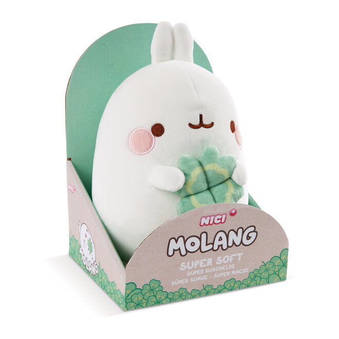 Molang knuffel met klaver - 16 cm