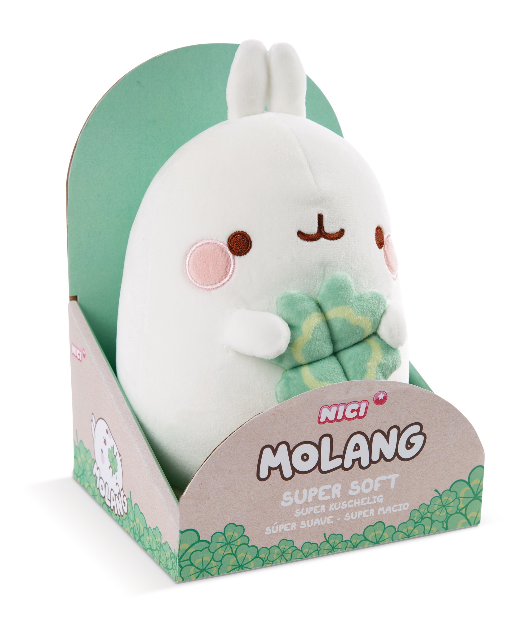 Molang Molang knuffel met klaver - 24 cm