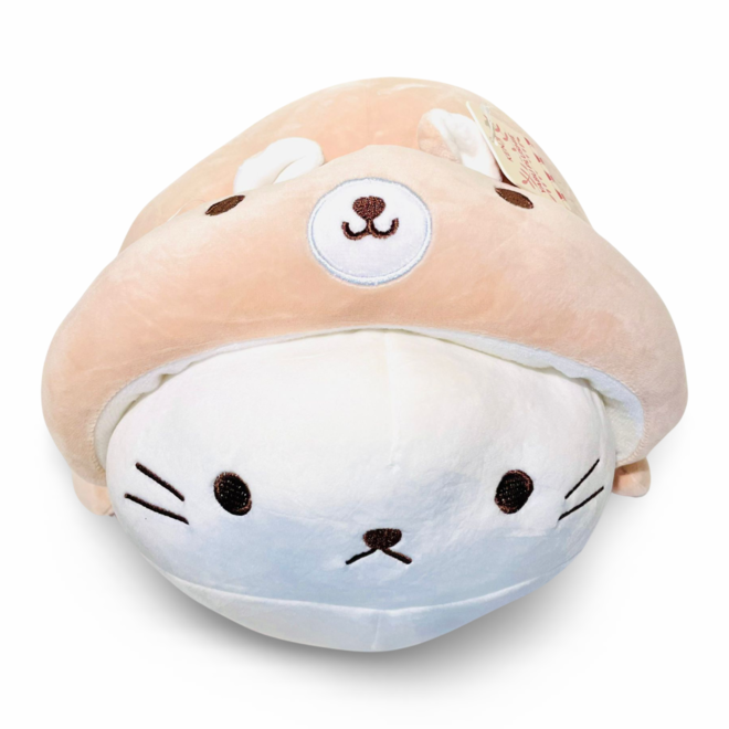 2 face animal plushie seal with bear hat - 40 cm