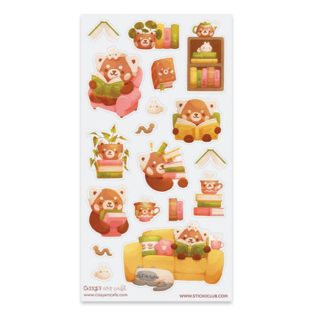 Stickii Stickervel - Bookish Red Panda