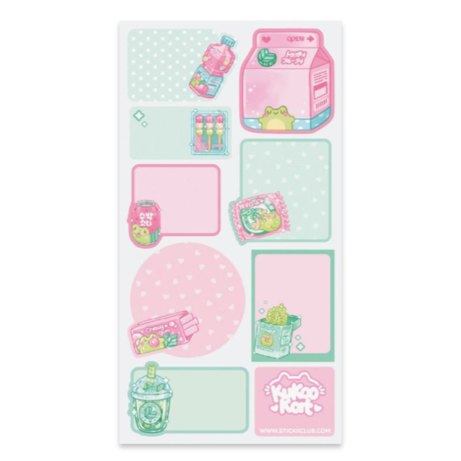 Sticker sheet - Kawaii Froggy Sweets Labels