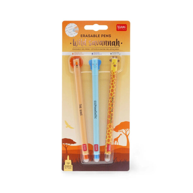 Gelpen set - leeuw - olifant - giraffe