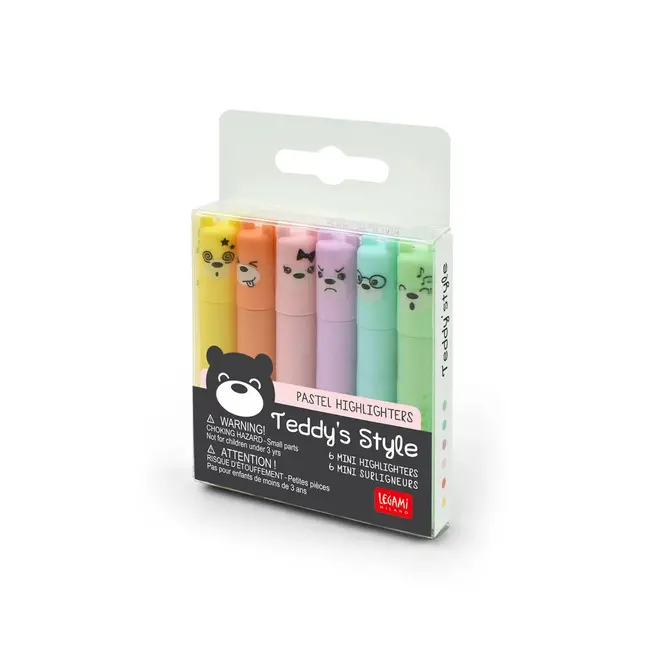 Set of 6 Mini Highlighters - Teddy's Style