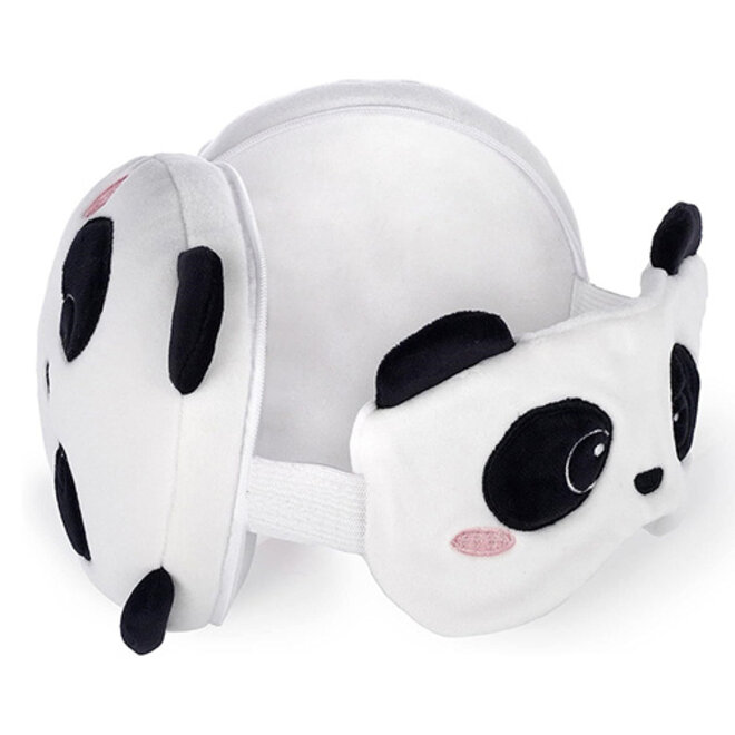 Reiskussen met slaapmasker - Panda