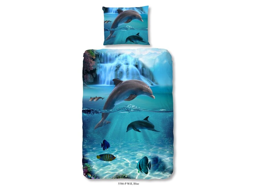 Kinder dekbedovertrek Dolfijnen - katoen - 140x220 + 60x70 cm
