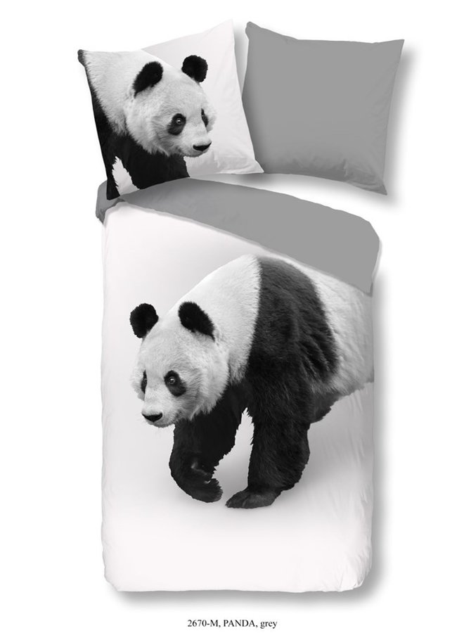 Dekbedovertrek Panda grijs - microvezel