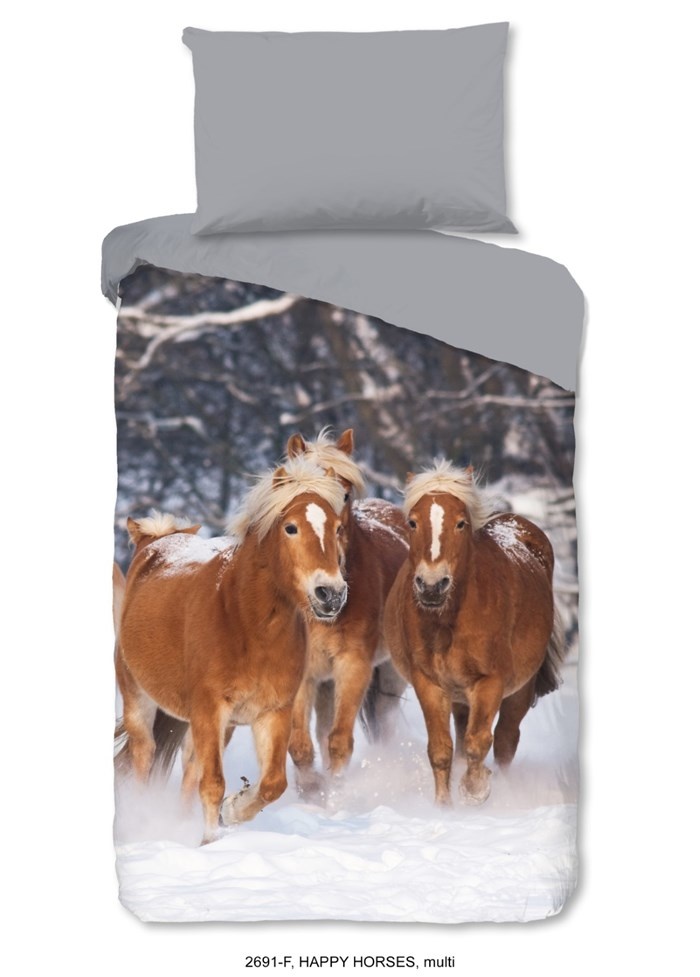 klasse Hoeveelheid van Luidruchtig Good Morning Flanel dekbedovertrek pony's in de sneeuw - 140x200 cm -  TrendyBed