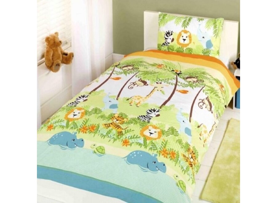 Kinder dekbedovertrek Jungle Boogie - 135x200 +50x75 cm - blended katoen