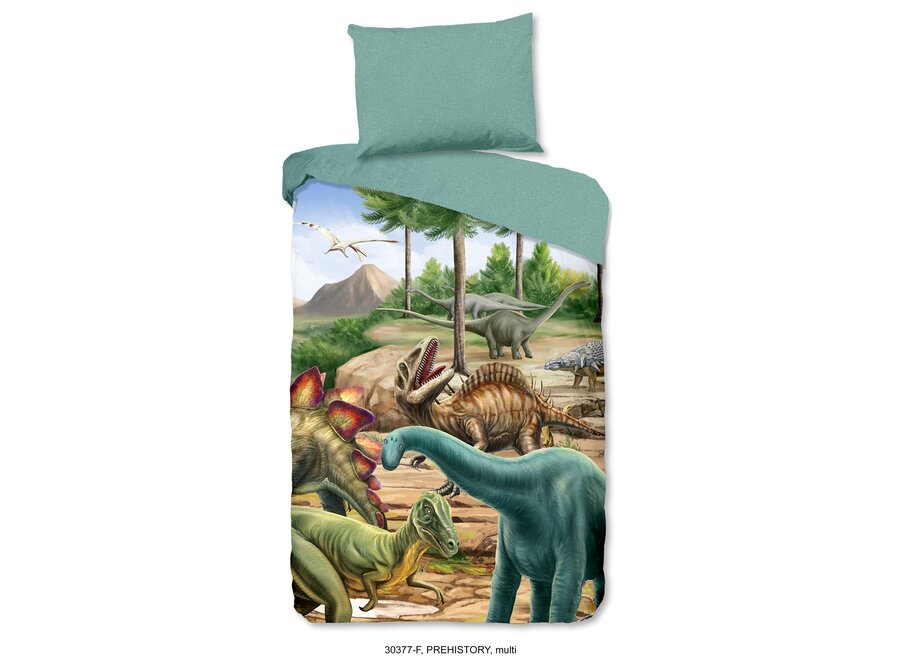 Flanel dekbedovertrek prehistory dinosaurussen - 140x220 + 60x70 cm