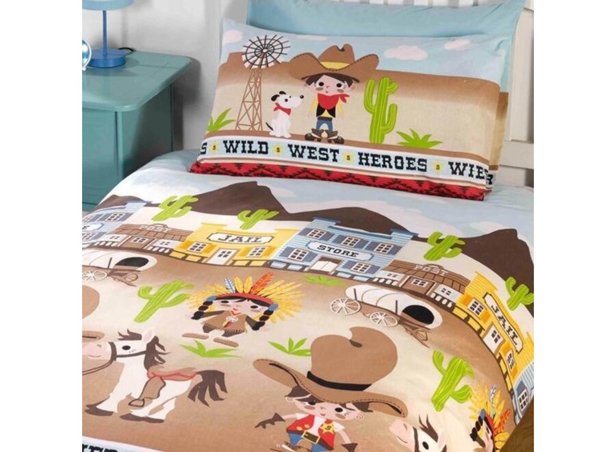 Kinder dekbedovertrek Wild West - blended katoen - 135x200 + 50x75 cm