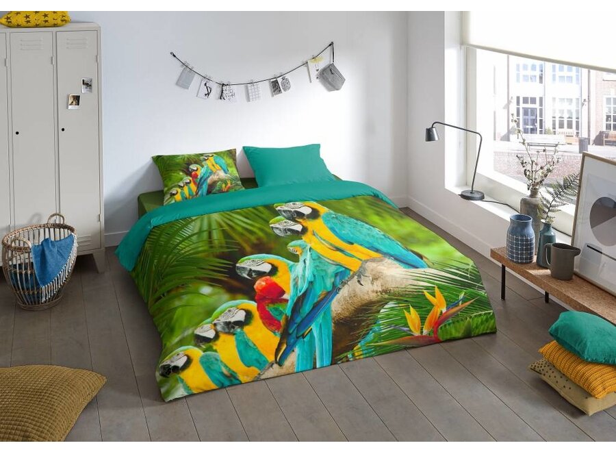 Dekbedovertrek Parrots papegaaien - microvezel - 2-persoons (200x220 + 2st 60x70cm)