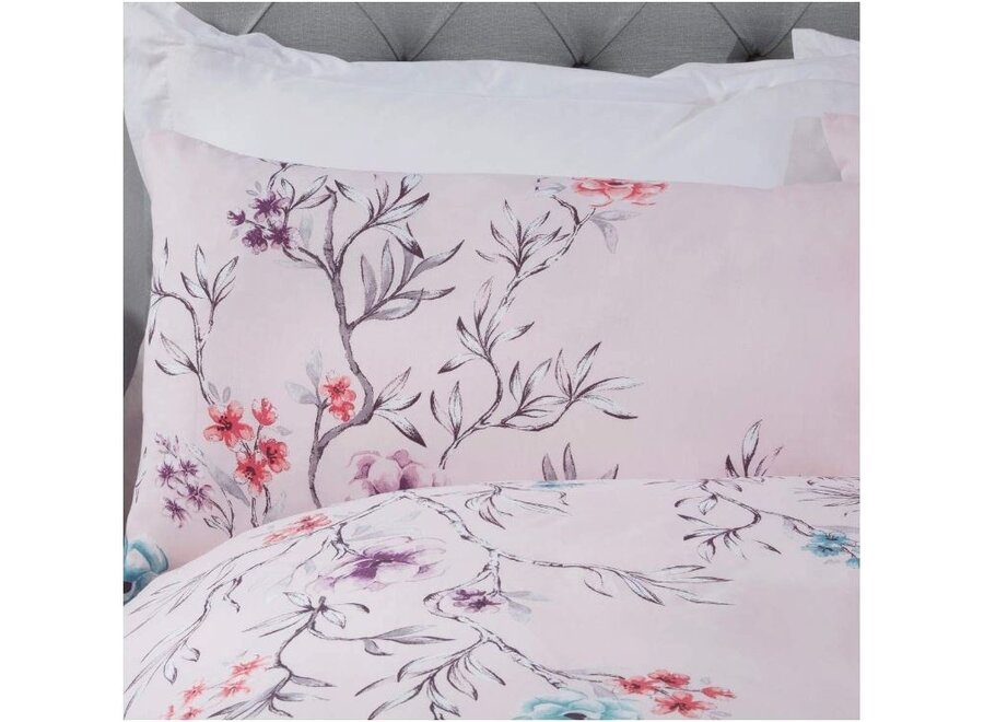 Dekbedovertrek Oriental floral blush pink - blended katoen