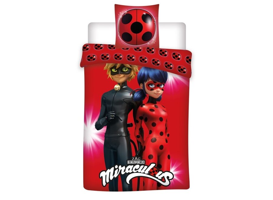 Miraculous  dekbedovertrek Ladybug en Cat Noir 140x200 cm