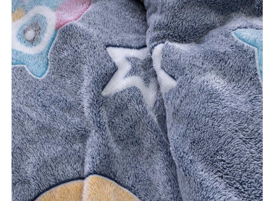 Sleeptime Fleece dekbedovertrek - Glow in the dark - Owl  - Blauw - 140x220 + 60x70 cm