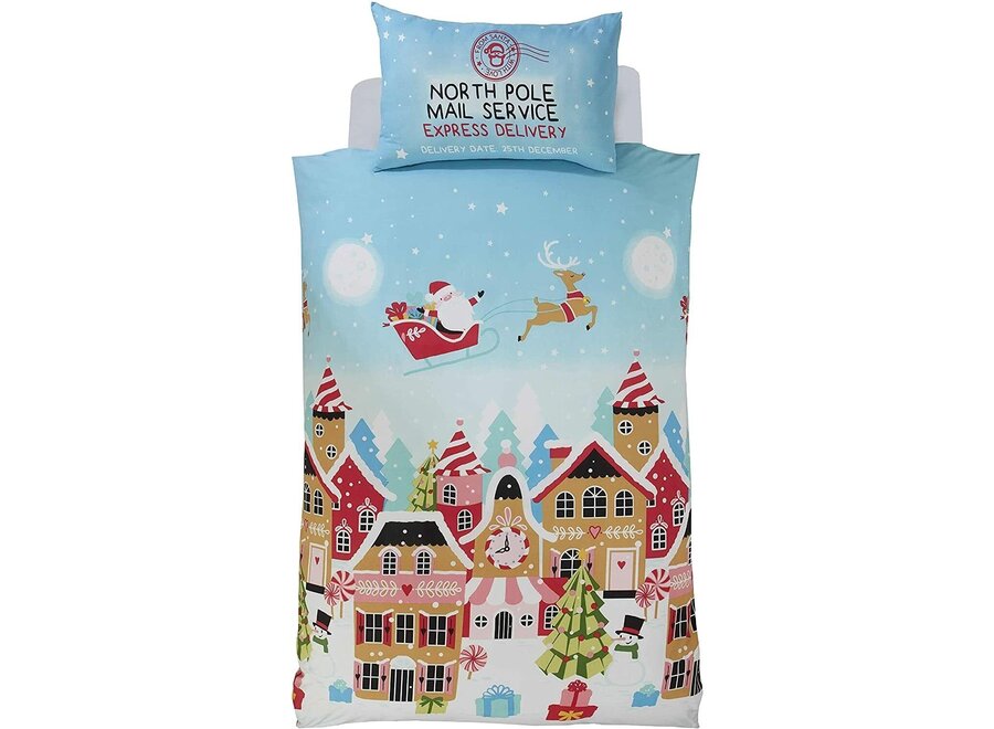 Kerst dekbedovertrek Gingerbread town 135x200 + 50x75 cm