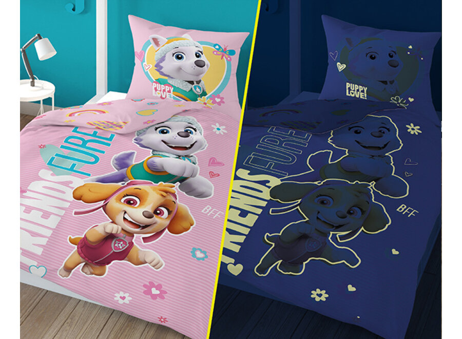 Glow in the dark dekbedovertrek Paw Patrol Friends furever - 140x200 + 70x80 cm