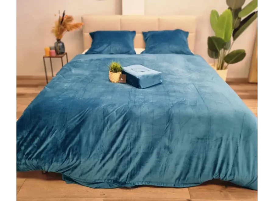 Beau Maison Fluwelen dekbedovertrek - velvet - petrol blauw