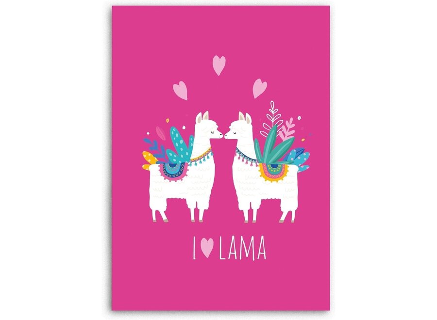 Lama fleece deken - roze - 130x160 cm - I ♥ Lama