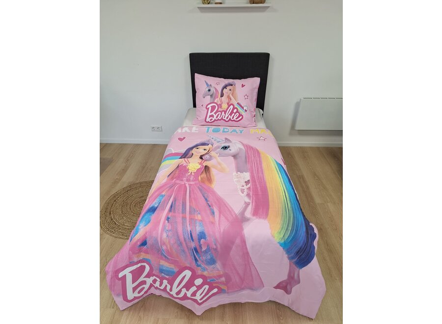 Barbie dekbedovertrek Eenhoorn - microvezel - 140x200 + 60x70 cm