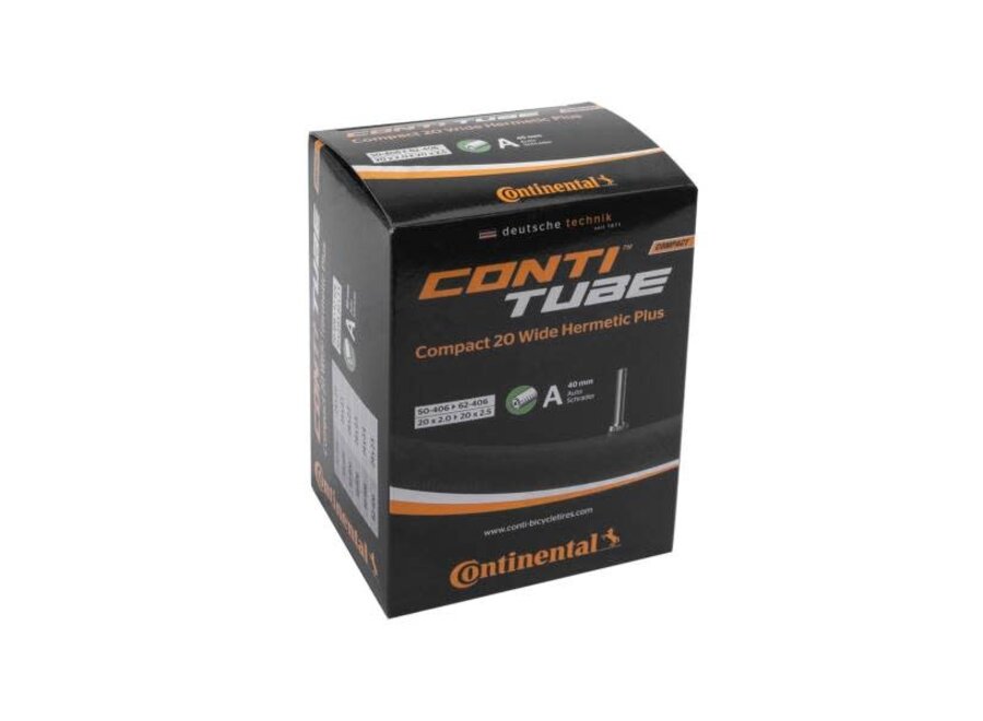 CONTINENTAL COMPACT TUBE WIDE HERMETIC PLUS - SCHRADER 40MM VALVE: BLACK 20 X 2.0-2.4