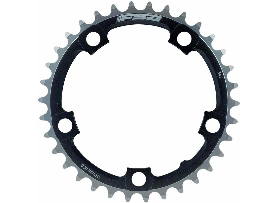 Pro Road Chainring (2x11, 110x34T, Black, 5h)