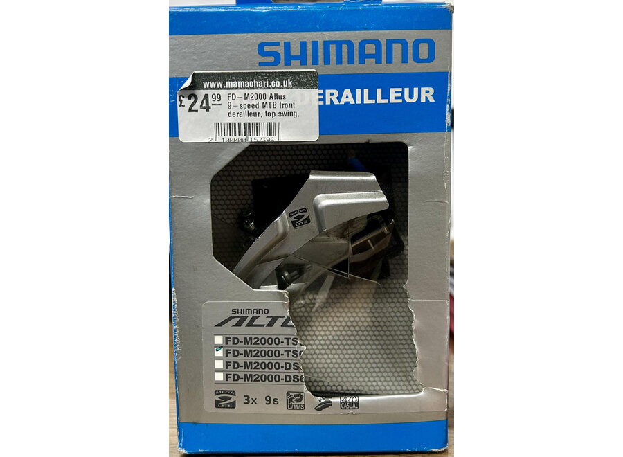 Deore M6025-H double front derailleur, high clamp, down swing, dual pull Black 10-speed conventional swing