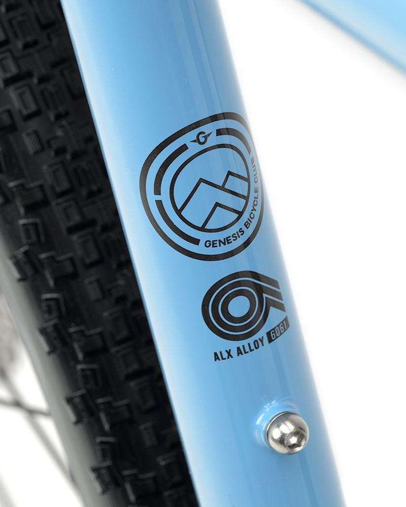 Image of the seat tube of the frame showing the specific alloy it's made from