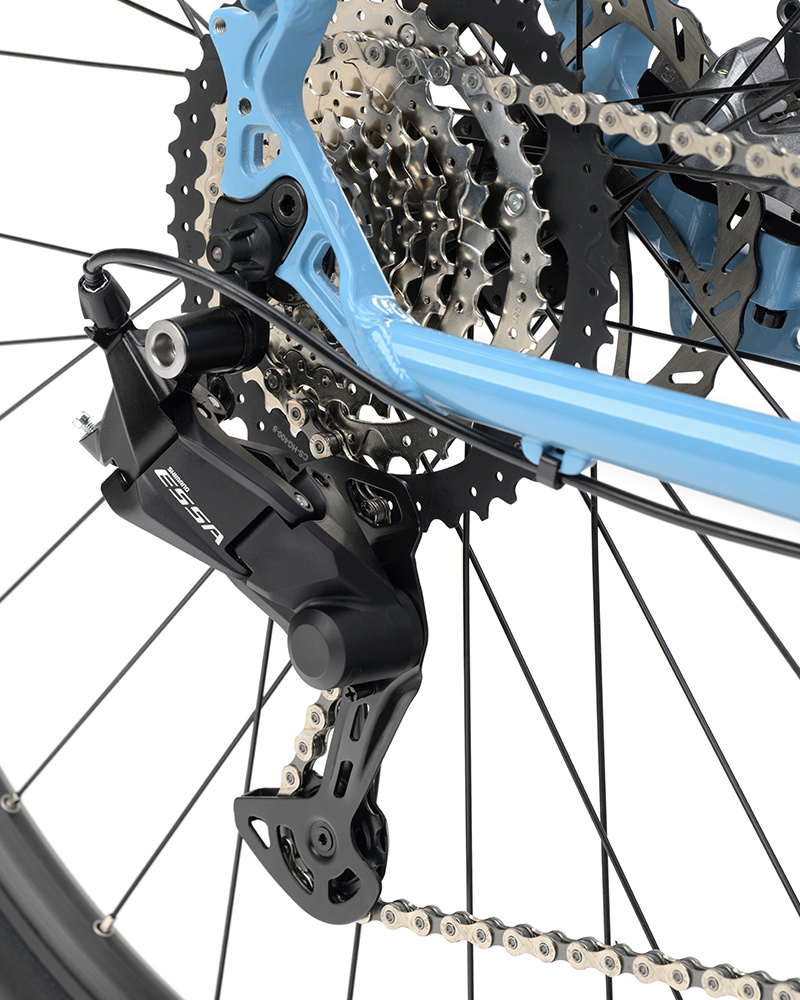 Rear of this bike showing Shimano ESSA rear mech