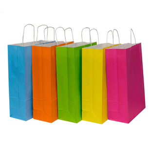 50x Papieren tassen assorti vrolijke kleuren 25x11x32cm