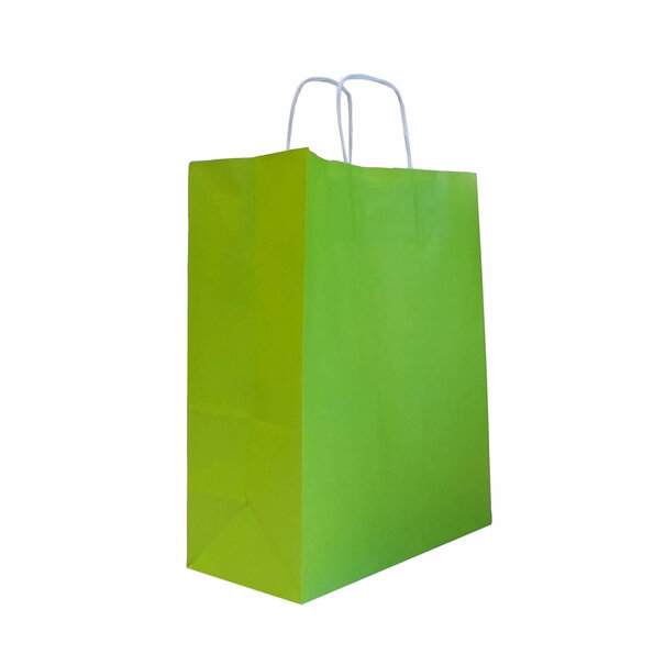 Levering uit voorraad 50x papieren tassen groen in diverse formaten