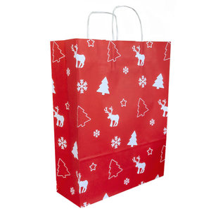 Levering uit voorraad 50x papieren Kersttasjes  A3  Rood-Wit