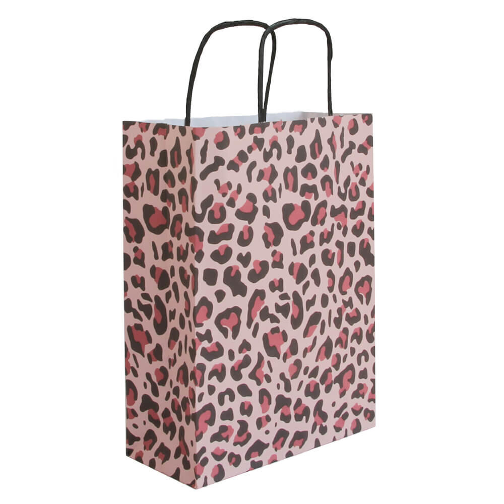 50x papieren tasjes Luipaard Roze A5 Rotim Verpakkingen you