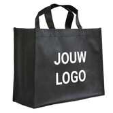 Shopper bedrukken Zwart non woven 32x12x25cm
